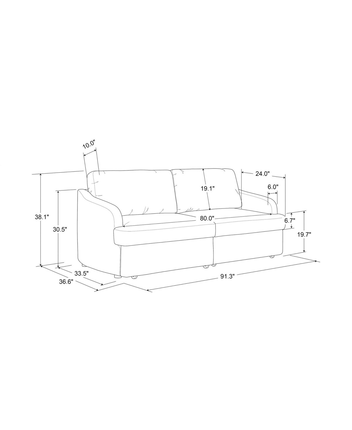 Serta 91.3" Polyester Medford Convertible Sofa In Gray