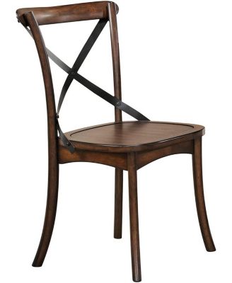 Set of Two Wood Cross Back Dining Chairs for Living Room or Kitchen Use