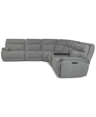 Ozryn 6-Pc. Fabric Sectional with Console and 2 Power Motion Chairs, Exclusively at Macy's
