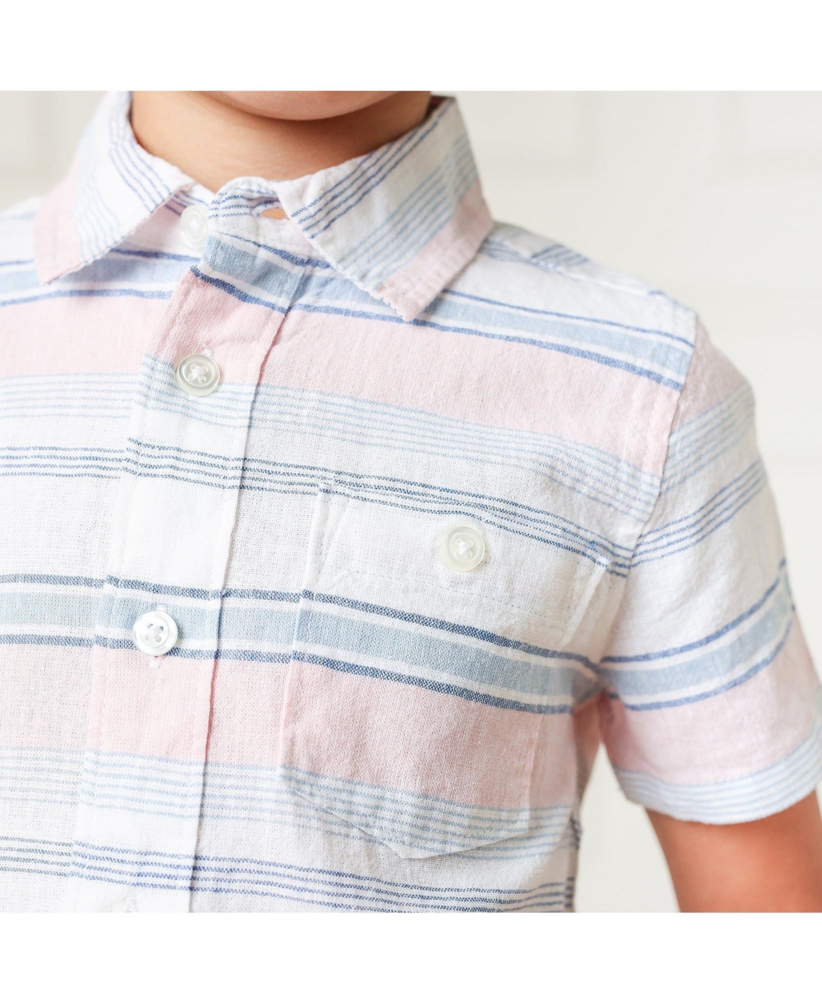 Hope & Henry Boys' Linen Short Sleeve Button Down Shirt