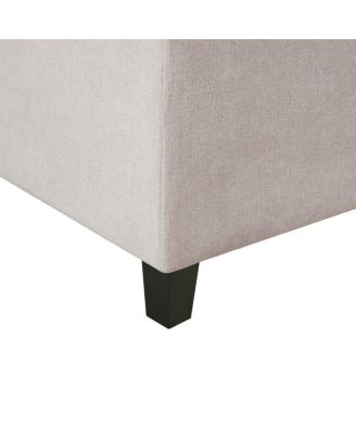 Tufted Upholstered Storage Bench with Button Top, Solid Wood Legs for Bedroom or Living Room, Hidden Blanket