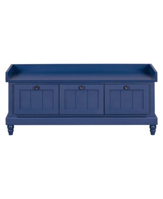 Classic Storage Bench with Cushioned Seat and Three Drawers for Entryway and Living Room