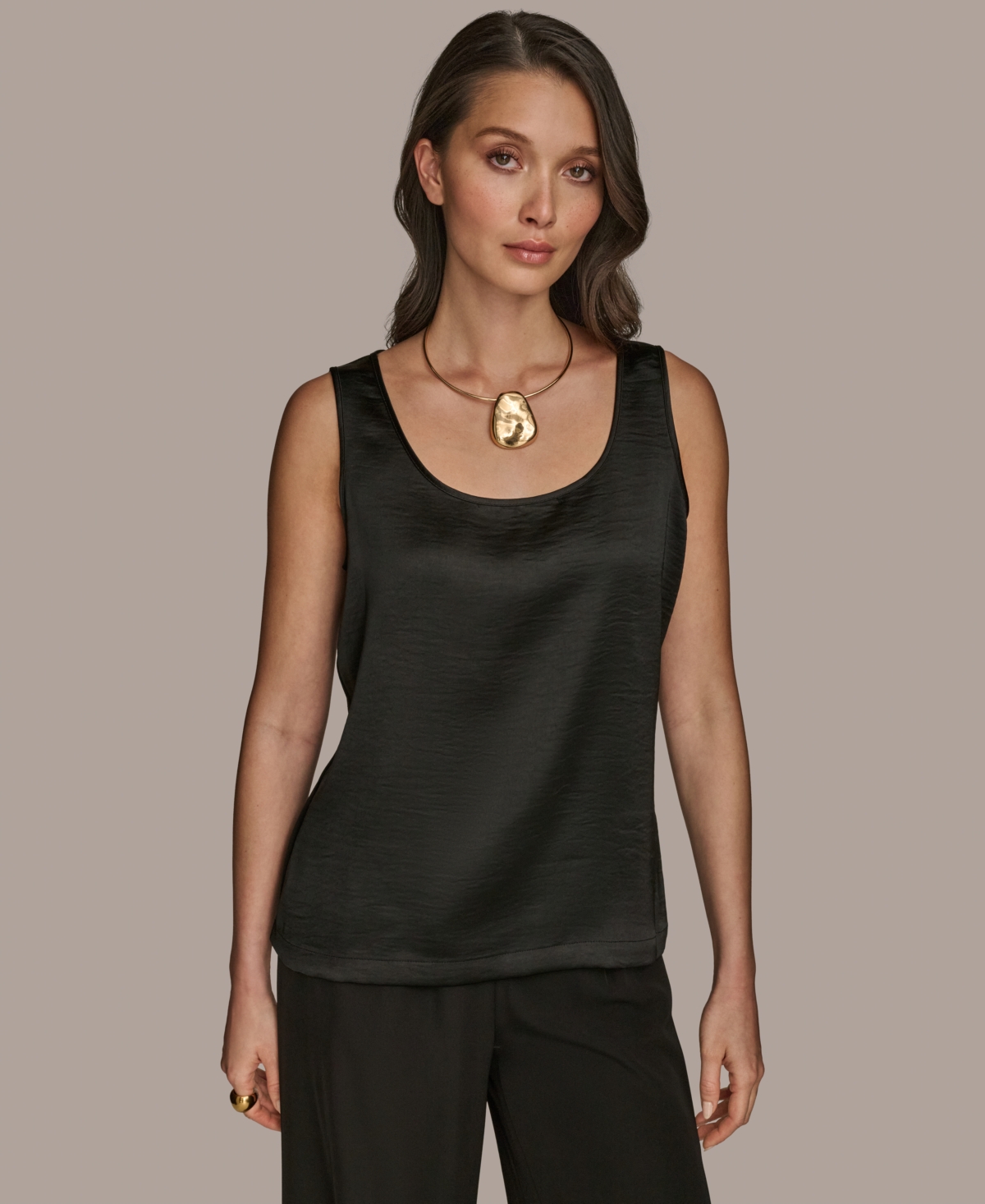 Shop Donna Karan Women's Satin Scoop-neck Tank Top