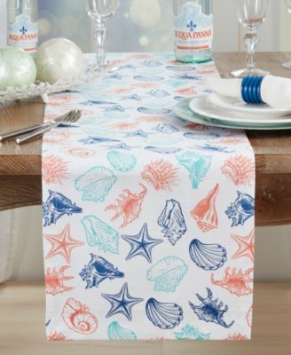Ocean Breeze Sea Shells Table Runner, 14" x 72"