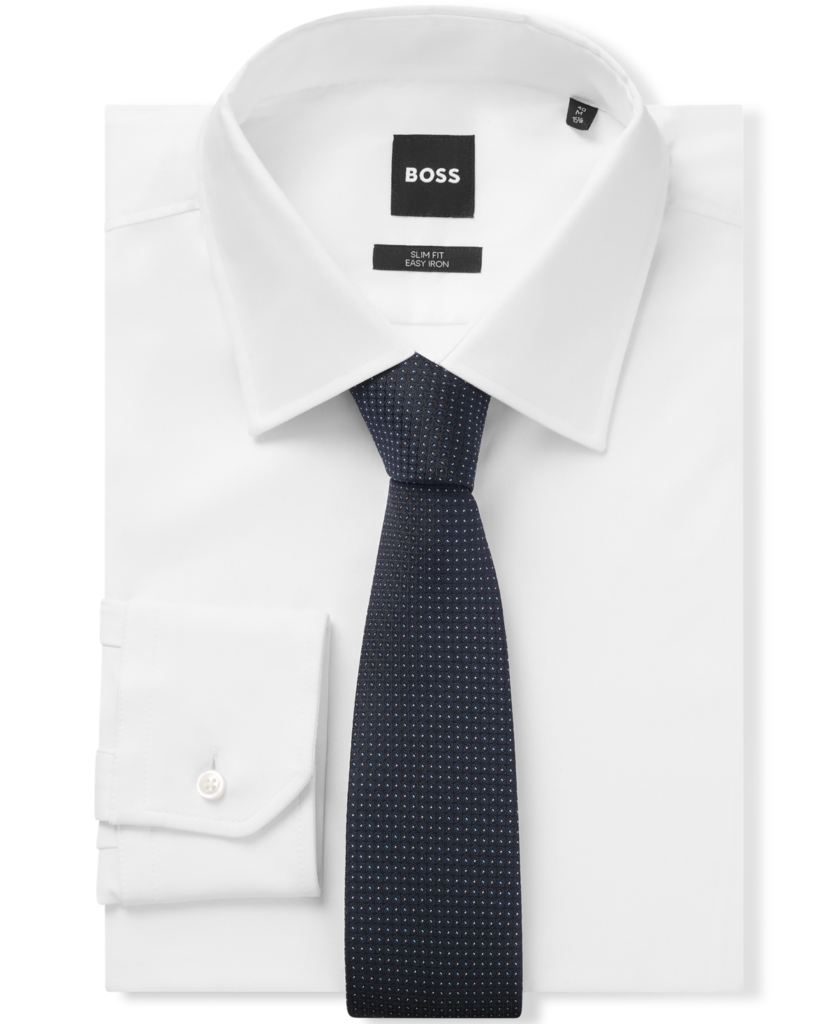 Boss by Hugo Boss Men's Micro Pattern Silk-Blend Tie - Dark Blue