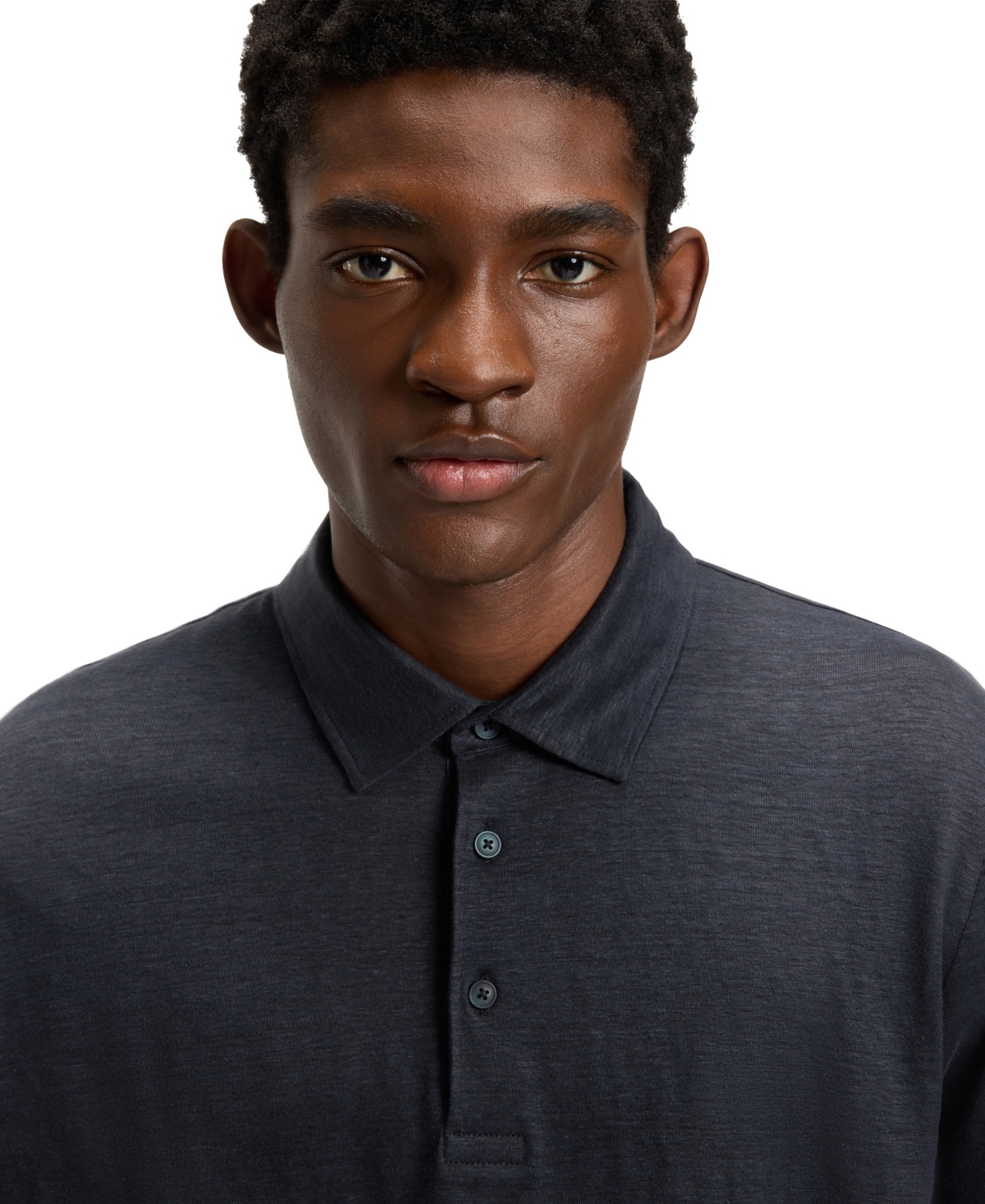 Hugo Boss Regular-fit Knit Polo Blended With Cotton In Black