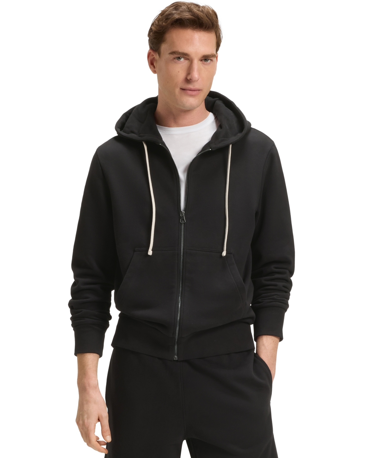 Beckham x Boss Men's Mercerized Cotton Terry Zip-Up Hoodie - Black