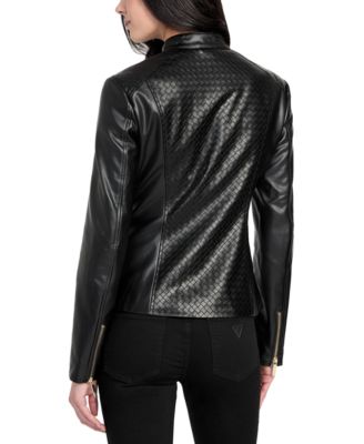 Women's Faux-Leather Basketweave Jacket