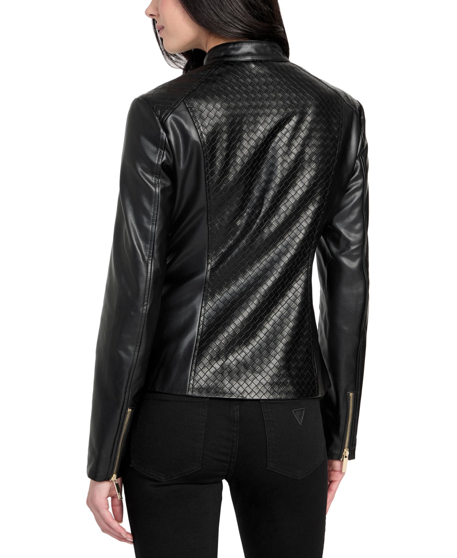 Women's Faux-Leather Basketweave Jacket
