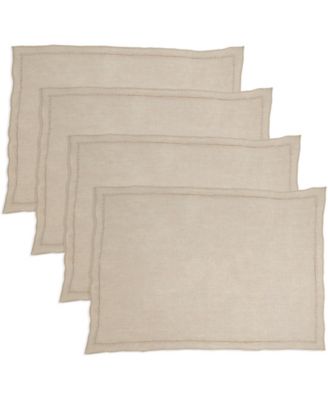 Stonewashed Overlock Linen Edge Placemats, 14" x 20"