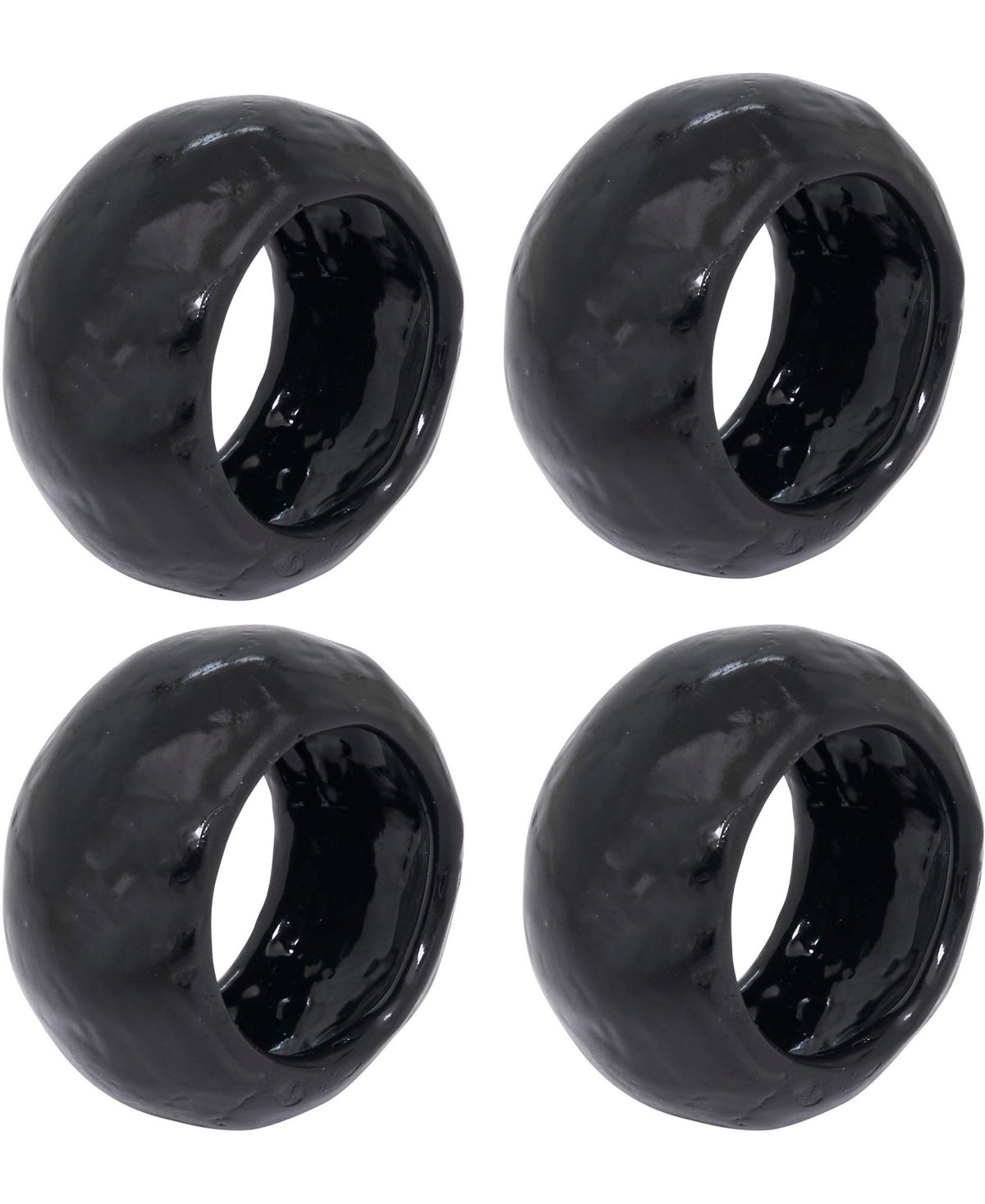 Saro Lifestyle Textured Capiz Napkin Rings, Set Of 4 In Black