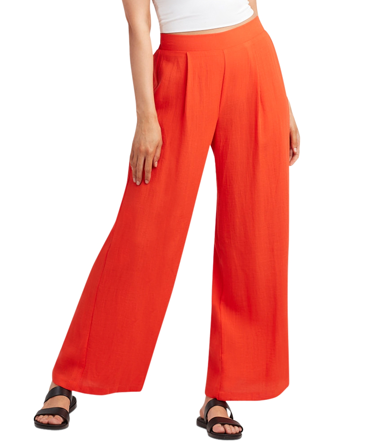 Juniors' Wide-Leg Pull-On Pants - Hibiscus