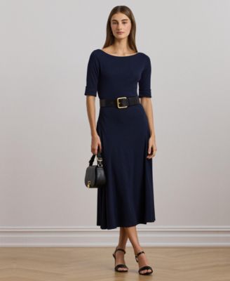 Lauren Ralph Lauren - Women's Rib-Knit Stretch Cotton Midi Dress