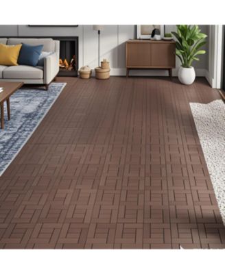 Streamdale 12" Deck Tiles, DIY Interlocking, Indoor/Outdoor, Easy Install, 44pcs Red Brown