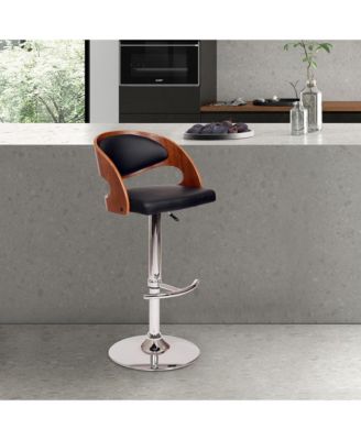 Low Back Adjustable Bar Stool – Faux Leather Seat with Chrome Finish