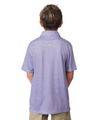 Boys Multi Stripes Printed Performance Short Sleeve Polo