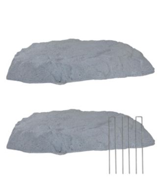 Outdoor Polyresin Landscape Rock Septic Cover with Stakes - 2-Pack
