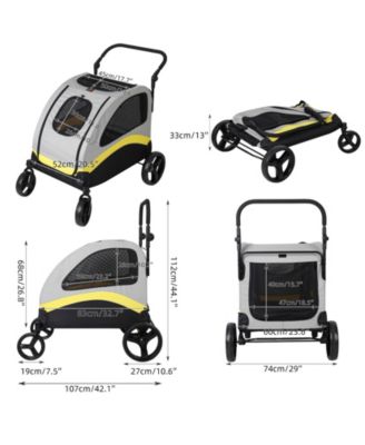  4 Wheel Foldable Large Capacity Pet Travel Stroller