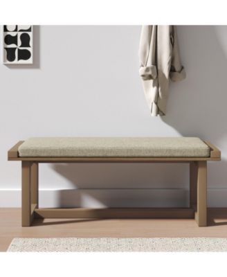 Irene Contemporary Solid Wood Dining Bench with Linen Upholstered