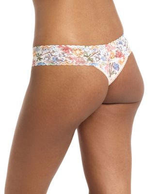 Women's Printed Signature Lace Low Rise Thong