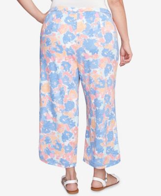 Plus Size Floral Print Soft Capri Pants