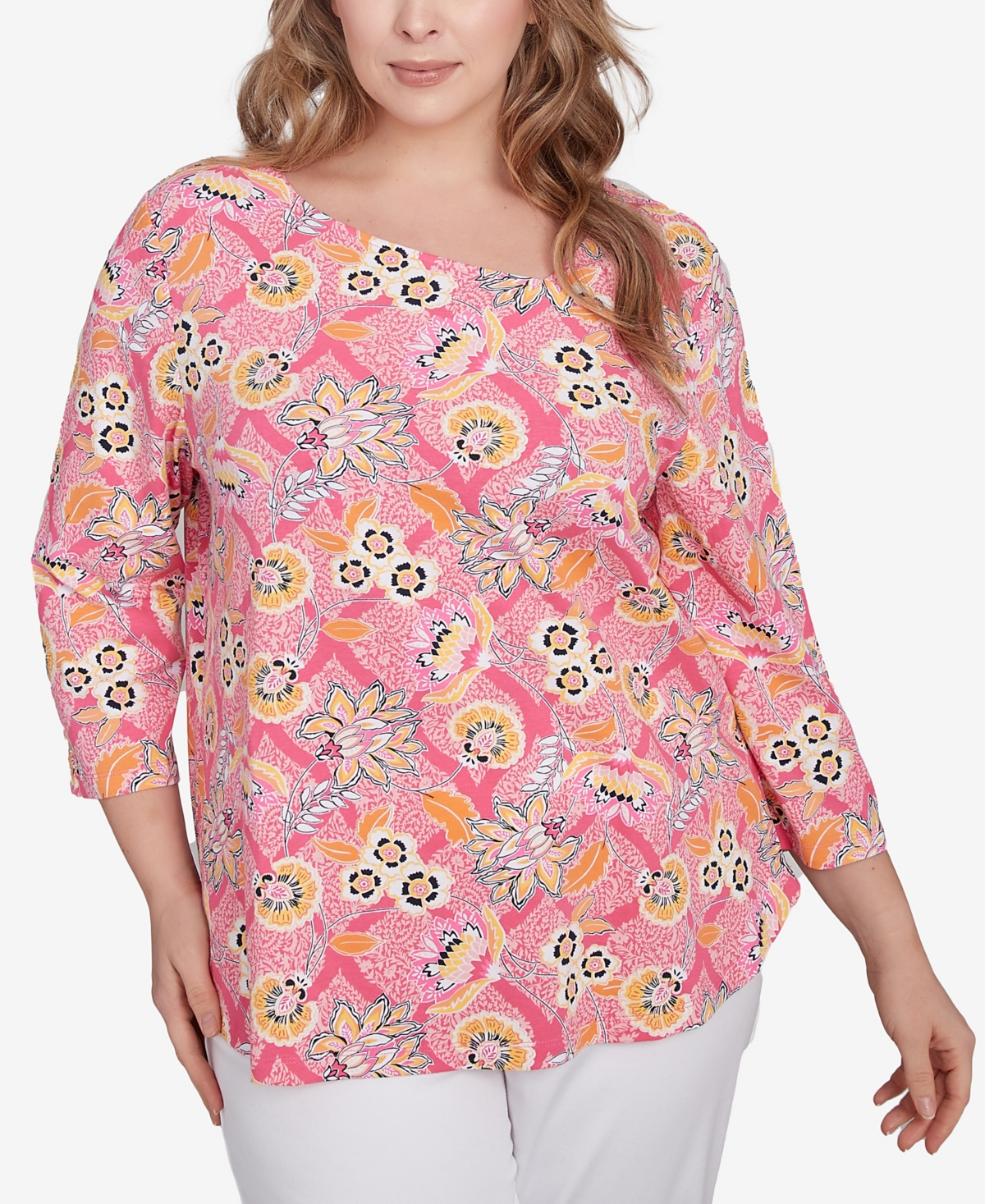 Plus Size Floral Knit Top - Azalea Multi