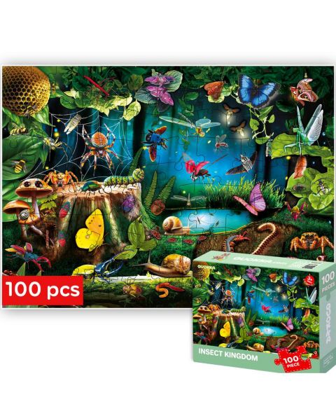 Детский пазл Quokka Forest 2 Animal 100 Piece Puzzle, Ages 3+, цвет: Bugs