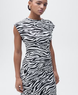 Women's Zebra-Print Fitted Midi Dress
