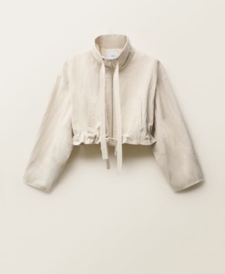 MANGO - Women's Linen Blend Crop Jacket