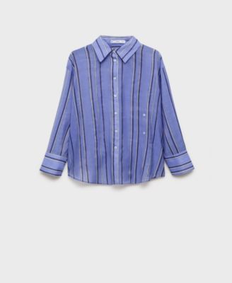 MANGO Women's Multi-Position Closure Striped Shirt