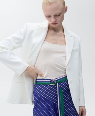 Women's Belt Striped Midi Skirts