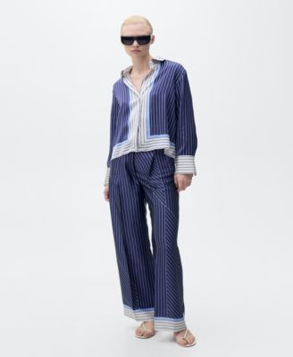 Women's Combined Stripes Satin Pants