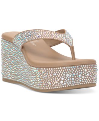 Wild Pair - Women's Loli Embellished Thong Platform Sandals