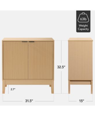 2-Door Reeded Storage Cabinet w/ Soft-Close Doors, Multipurpose Accent Furniture