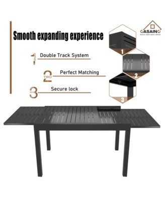 Aluminum Patio Outdoor Extendable Dining Table