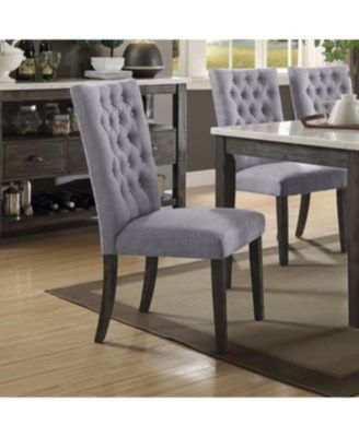 Set of Two Tufted Upholstered Side Chairs for Dining Room or Breakfast Table