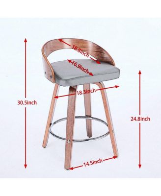 2-Pc. Wood Cushioned Low-Back 24.8'' Swivel Counter Height Stools