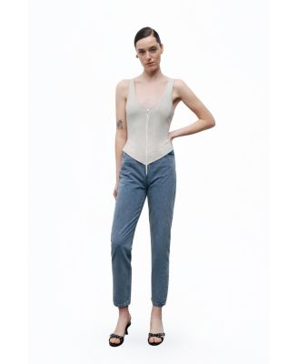 Women's Denim Garnished Jumpsuit