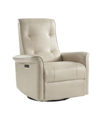Leather USB & Type-C Charging Rodrigue Modern Swivel Power Recliner