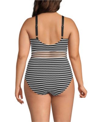 Women's Crochet Square Neck High Leg One Piece Swimsuit