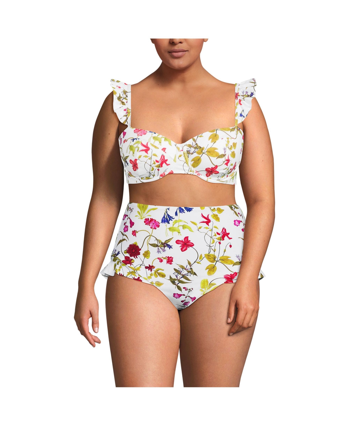 Women's Balconnette Underwire Bikini Top - White multi garden floral