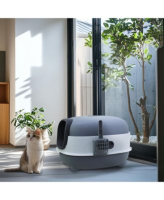 Hooded Front-Entry Cat Litter Box With Scoop for Cats