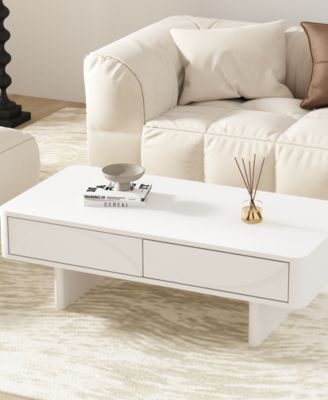 47.2" Wood Ella Modern 2-Full Extension Drawer Coffee Table
