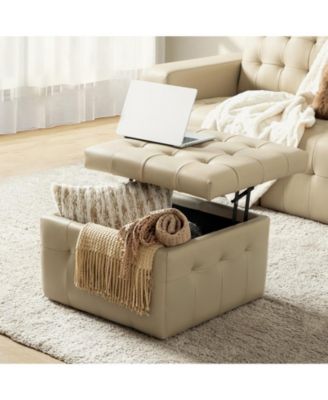 Blanca 87" wide Genuine Leather Sofa with Button Tufted Stitched Pattern