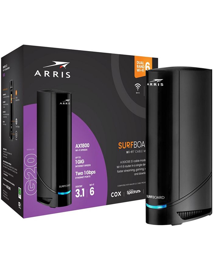 ARRIS (G20) - Cable Modem Router Combo - Fast DOCSIS 3.1 Multi-Gigabit WiFi 6 (AX3000) Black