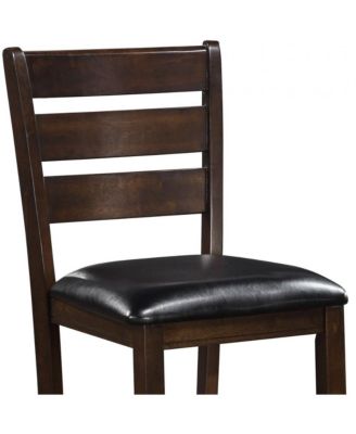 Set of Two Faux Leather And Solid Wood Counter Height Bar Chairs