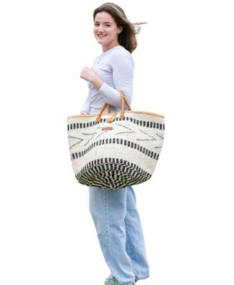 Balance Point Handwoven Straw Sisal Basket Tote Bag