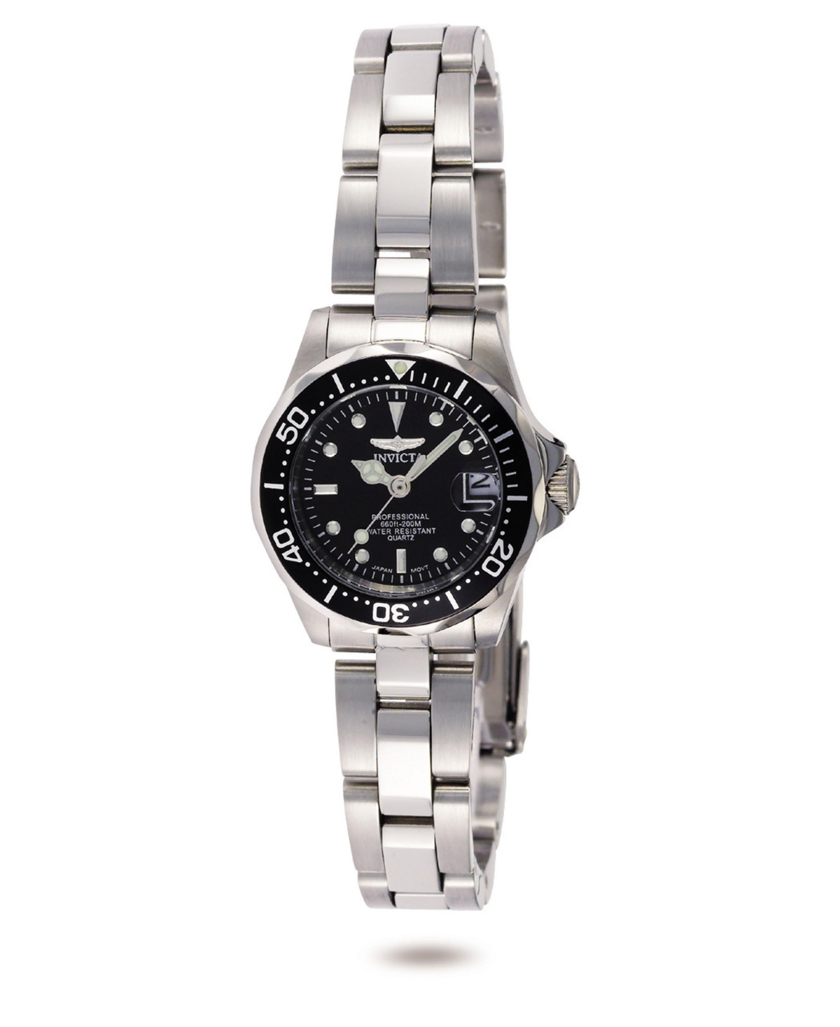 Women's 8939 Pro Diver Quartz 3 Hand Black Dial Watch - Silver