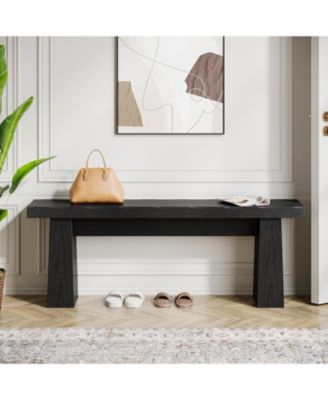 47" Wooden Entryway Bench, Long Dining Table Bench with Sturdy Frame, Easy Assembly for Bedroom, Living Room, Hallway