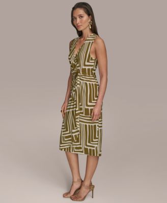 Women's Printed V-Neck Sleeveless Dress